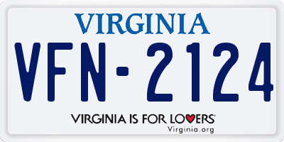 VA license plate VFN2124