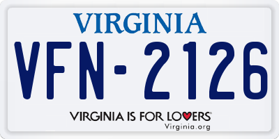 VA license plate VFN2126