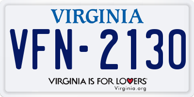 VA license plate VFN2130