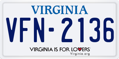 VA license plate VFN2136