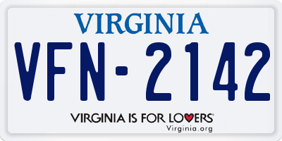 VA license plate VFN2142