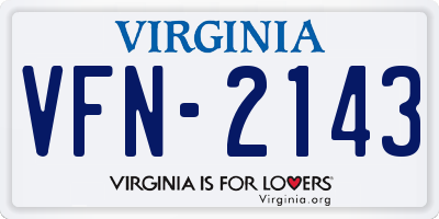 VA license plate VFN2143