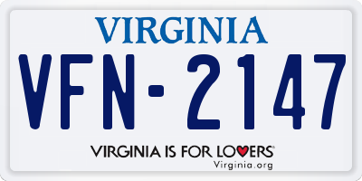 VA license plate VFN2147