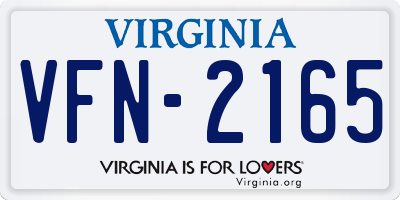 VA license plate VFN2165