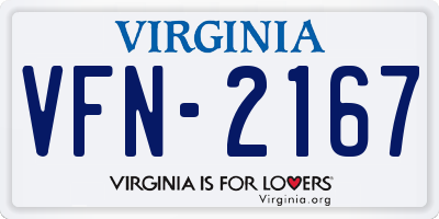 VA license plate VFN2167