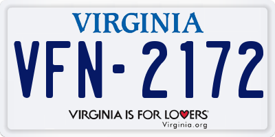 VA license plate VFN2172
