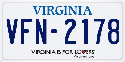 VA license plate VFN2178