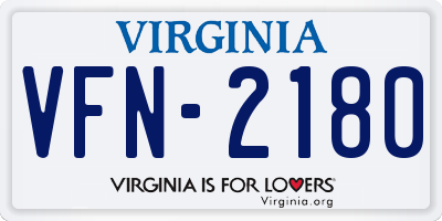 VA license plate VFN2180