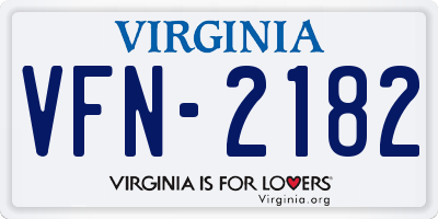 VA license plate VFN2182