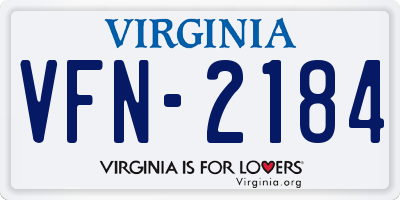 VA license plate VFN2184