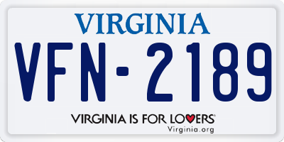 VA license plate VFN2189