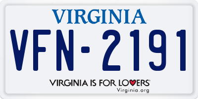 VA license plate VFN2191