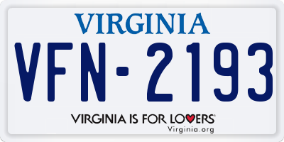VA license plate VFN2193