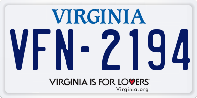 VA license plate VFN2194