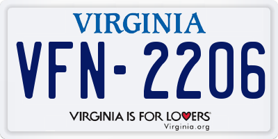 VA license plate VFN2206