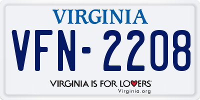 VA license plate VFN2208