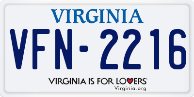 VA license plate VFN2216