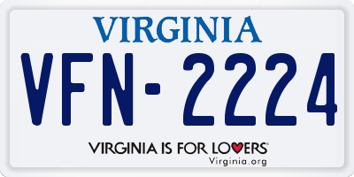 VA license plate VFN2224