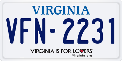 VA license plate VFN2231