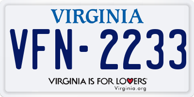 VA license plate VFN2233