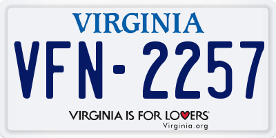 VA license plate VFN2257