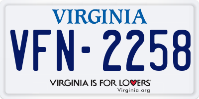 VA license plate VFN2258