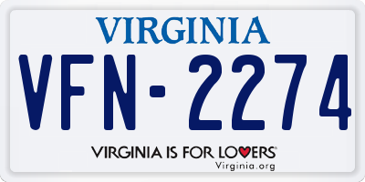 VA license plate VFN2274