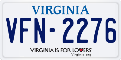 VA license plate VFN2276