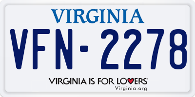 VA license plate VFN2278