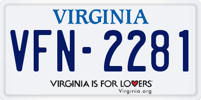 VA license plate VFN2281