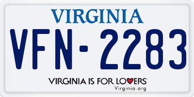 VA license plate VFN2283