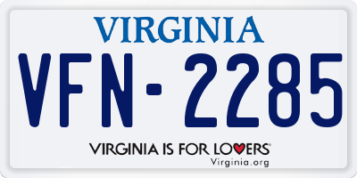 VA license plate VFN2285