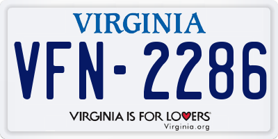 VA license plate VFN2286