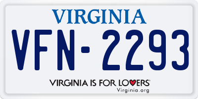 VA license plate VFN2293