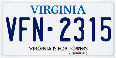 VA license plate VFN2315