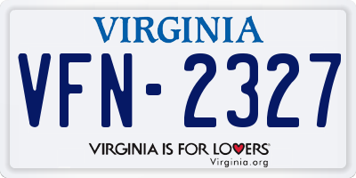 VA license plate VFN2327