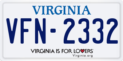 VA license plate VFN2332