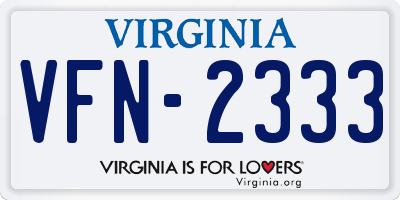 VA license plate VFN2333