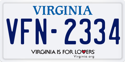 VA license plate VFN2334