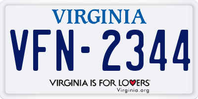 VA license plate VFN2344