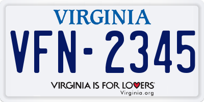 VA license plate VFN2345