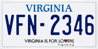 VA license plate VFN2346