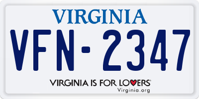 VA license plate VFN2347