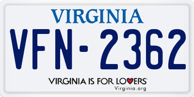 VA license plate VFN2362