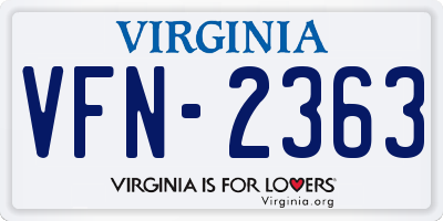 VA license plate VFN2363
