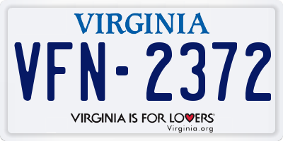 VA license plate VFN2372