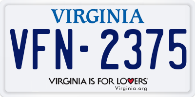 VA license plate VFN2375