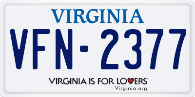 VA license plate VFN2377