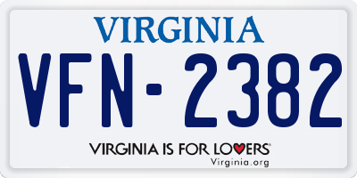 VA license plate VFN2382
