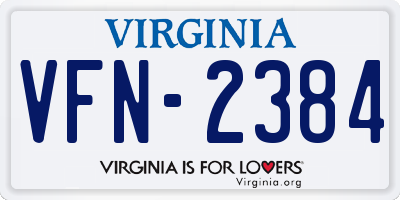 VA license plate VFN2384